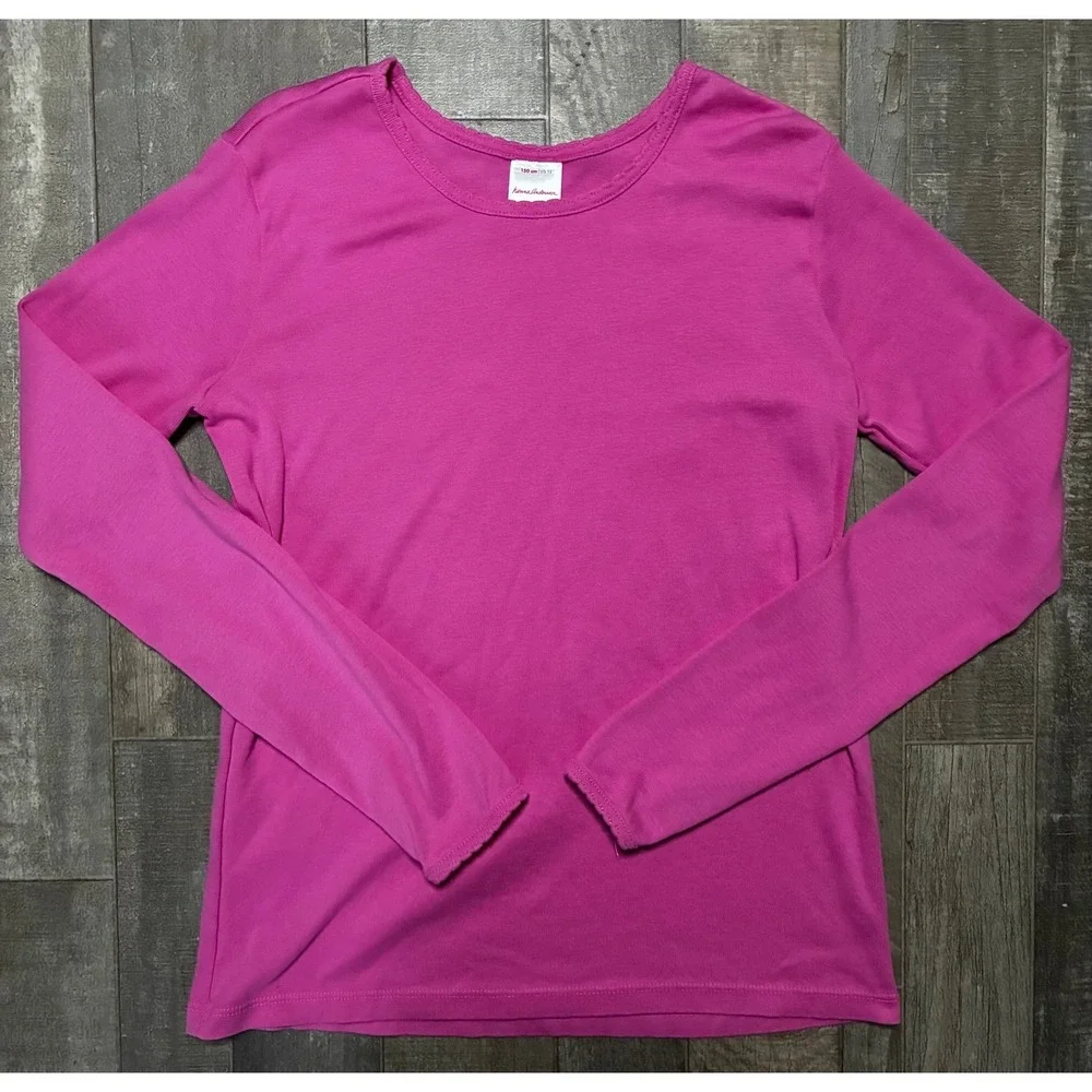 Hanna Andersson Girls Ribbed Long Sleeve Shirt Size 150 12 Magenta Pink
